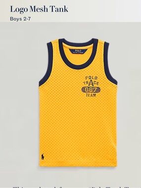 Polo by Ralph Lauren Yellow Mesh Tank with Navy Trim